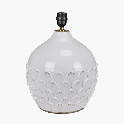 Willow White Leaf Detail Stoneware Table Lamp Base