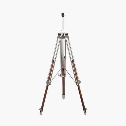 Port Nickel and Wood Tripod Floor Lamp Base