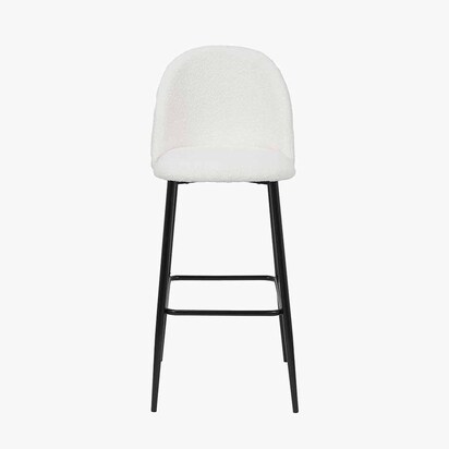Turi BouclÃ© Fabric and Black Metal Bar Stool