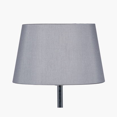 Martha 40cm Steel Grey Oval Silk Mix Tapered Lampshade