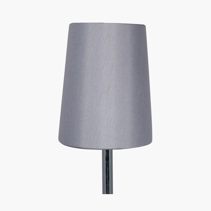 Martha 40cm Steel Grey Oval Silk Mix Tapered Lampshade