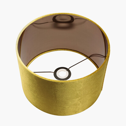 Bow 40cm Mustard Velvet Cylinder Lampshade