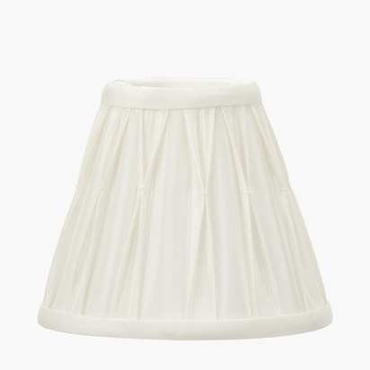 Garbo 15cm Cream Silk Mix Pinch Pleat Tapered Candle Clip Lampshade