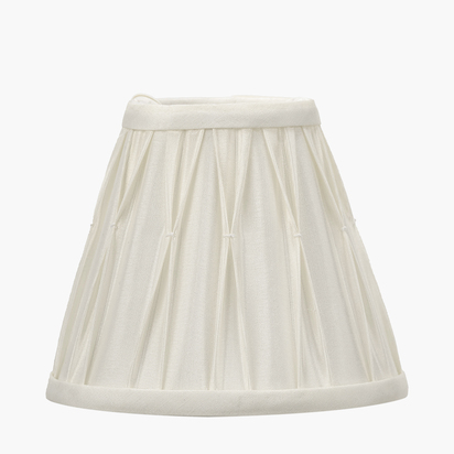 Garbo 15cm Cream Silk Mix Pinch Pleat Tapered Candle Clip Lampshade