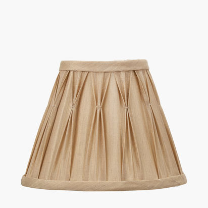 Garbo 15cm Gold Silk Mix Pinch Pleat Tapered Candle Clip Lampshade
