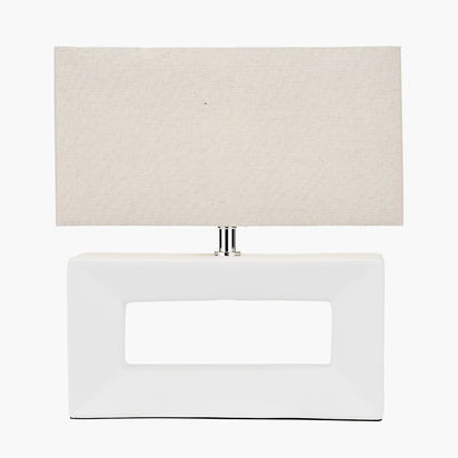 Block White Ceramic Rectangular Table Lamp
