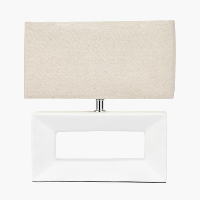 Block White Ceramic Rectangular Table Lamp