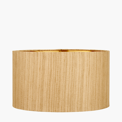 Stellan 30cm Gold Slubbed Silk Mix Gold Lined Cylinder Lampshade