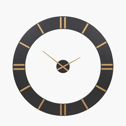 Black and Gold 2 Piece Open Wall Clock