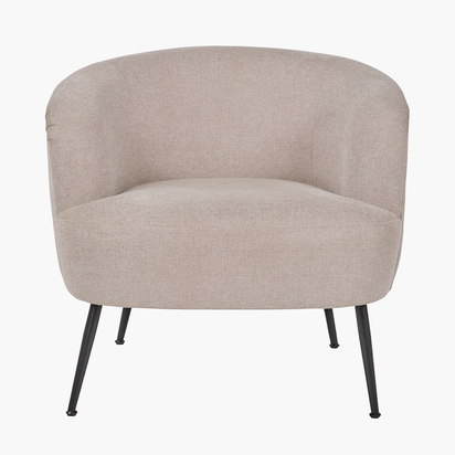 Aviana Natural Chenille and Black Metal Tub Chair