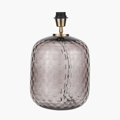 Camille Large Smoke Grey Circle Design Handcut Glass Table Lamp Base