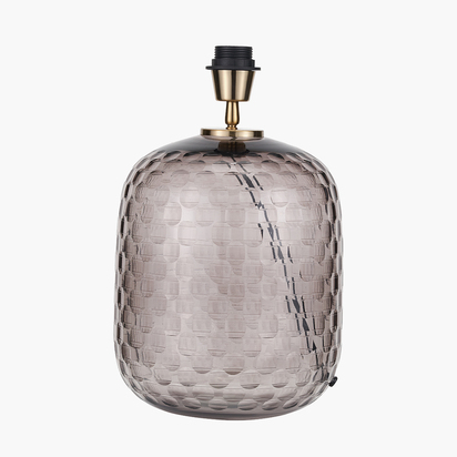 Camille Large Smoke Grey Circle Design Handcut Glass Table Lamp Base