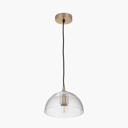 Giselle Diamond Design Clear Handcut Glass Dome Pendant