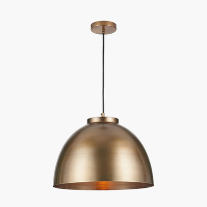 Harlem Antique Brass Domed Metal Pendant