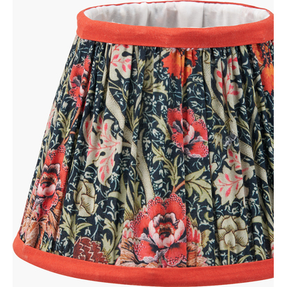 Floressa 16cm Red Floral Patterned Mushroom Pleat Tapered Lamp Shade