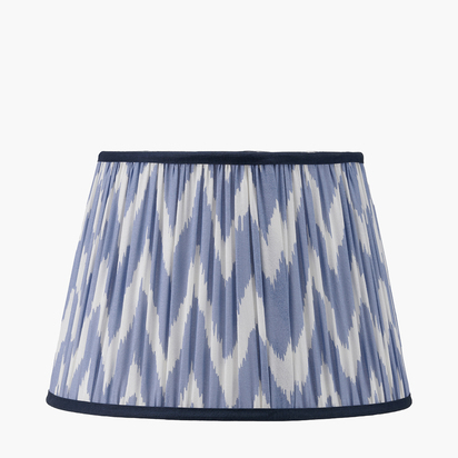 Kamilah 35cm Blue Chevron Patterned Mushroom Pleat Tapered Lamp Shade