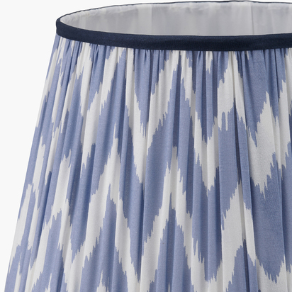 Kamilah 35cm Blue Chevron Patterned Mushroom Pleat Tapered Lamp Shade