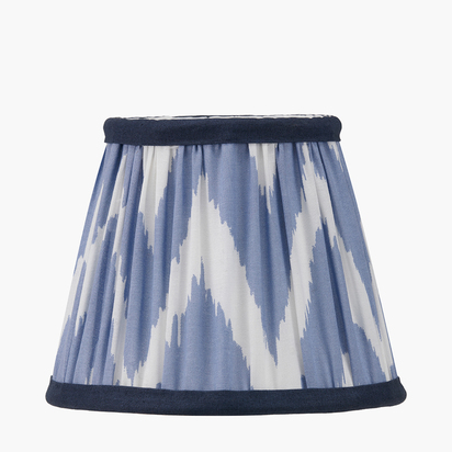 Kamilah 16cm Blue Chevron Patterned Mushroom Pleat Tapered Lamp Shade