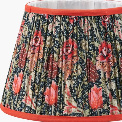 Floressa 25cm Red Floral Patterned Mushroom Pleat Tapered Lamp Shade