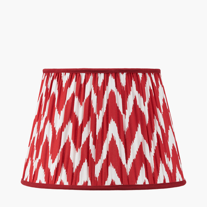 Kamilah 40cm Red Chevron Patterned Mushroom Pleat Tapered Lamp Shade