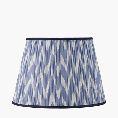 Kamilah 45cm Blue Chevron Patterned Mushroom Pleat Tapered Lamp Shade