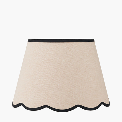 Tabitha 40cm Cream Jute Scalloped Edge Tapered Lamp Shade with Contrast Binding