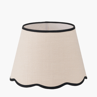 Tabitha 35cm Cream Jute Scalloped Edge Tapered Lamp Shade with Contrast Binding