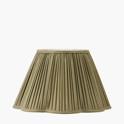 Malia 35cm Olive Green Mushroom Pleat Scalloped Tapered Lamp Shade