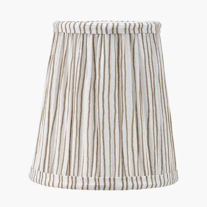 Thiago 14cm Natural Stripe Mushroom Pleat Tall Tapered Candle Clip Lampshade