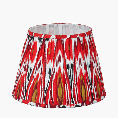 Izara 30cm Red Ikat Patterned Mushroom Pleat Tapered Lampshade