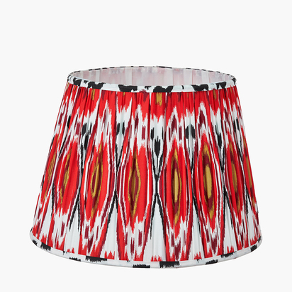 Izara 40cm Red Ikat Patterned Mushroom Pleat Tapered Lampshade