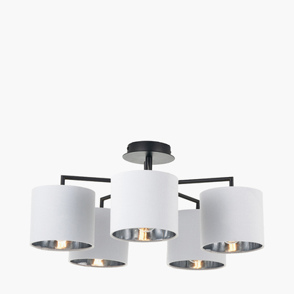 Elin Matt Black and Ivory 5 Light Pendant