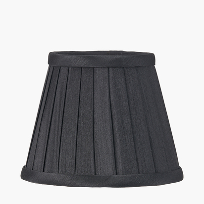 Lyndon 17cm Black Silk Mix Knife Pleat Tapered Lampshade