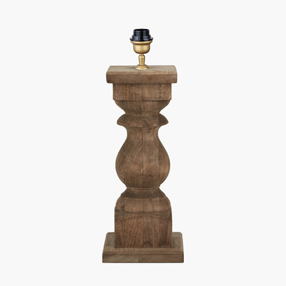 Kavya Antique Brown Turned Wood Table Lamp Base
