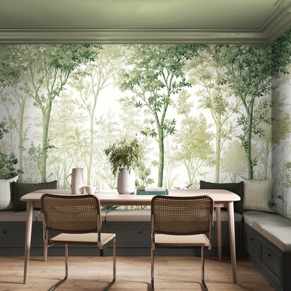 Wall Mural - Coppice Forest Sage Bespoke Mural Green Wall Mural Made To Measure Wall Murals by Graham & Brown