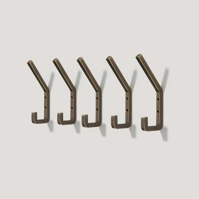 LEVI Hook - Antique Brass - Set of 5 Hooks
