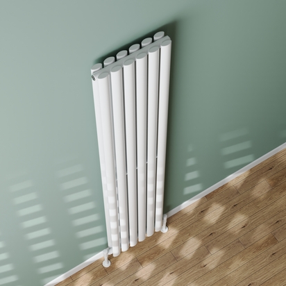 Toasty Ember White Oval Double Panel Vertical Radiator - 1800 x 360mm