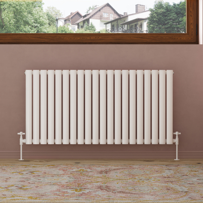 Toasty Ember White Oval Single Panel Horizontal Radiator - 600 x 1200mm