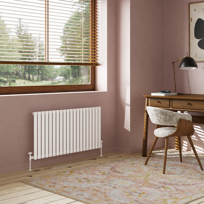 Toasty Ember White Oval Single Panel Horizontal Radiator - 600 x 1200mm