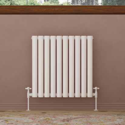 Toasty Ember White Oval Single Panel Horizontal Radiator - 600 x 600mm
