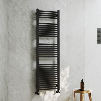 Toasty Glow Premium Matt Black 25mm Heated Towel Rail - 1600 x 500mm