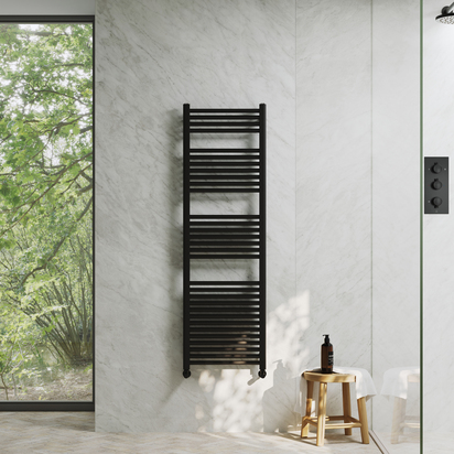 Toasty Glow Premium Matt Black 25mm Heated Towel Rail - 1600 x 500mm
