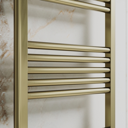 Toasty Glow Premium Brushed Brass 25mm Heated Towel Rail - 800 x 400mm