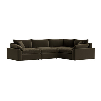 Loaf | Cuddlemuffin | Large Right Hand Modular Corner Sofa | Green Velvet | | Wine Bottle