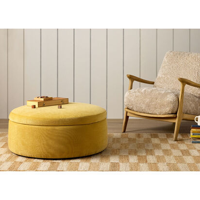 Loaf | Pot Pie | Extra Large Round Footstool | Brown Chenille | School Satchel