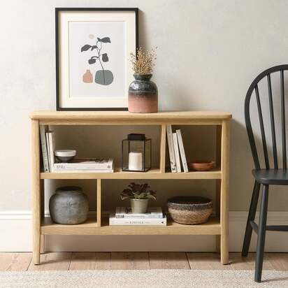 Berkeley Nordic Oak Low and Wide Bookcase - The Cotswold Company