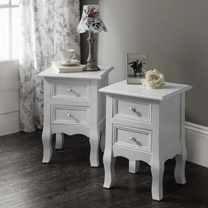 Bette 30cm 2 Drawer Bedside Table - Set of 2 - Ivory White