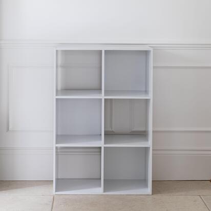 Cara 6 Cube Chalk White Bookcase Wooden Display Unit Shelving Storage Bookshelf Shelves - No Basket