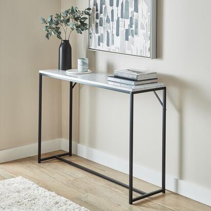 Jay Marble Effect Console Table - Black Legs