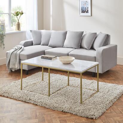 Jay Marble Effect Coffee Table - Gold Frame